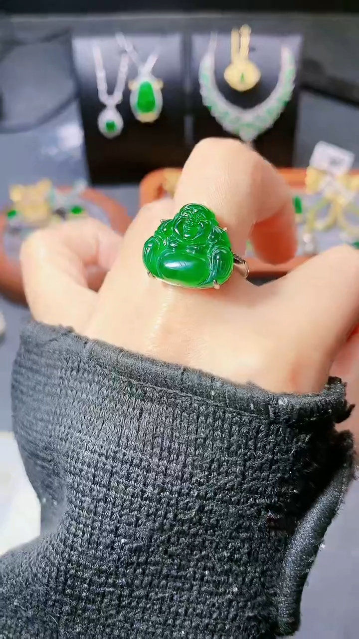 【闪购商品】翡翠戒指银S925镶嵌戒指