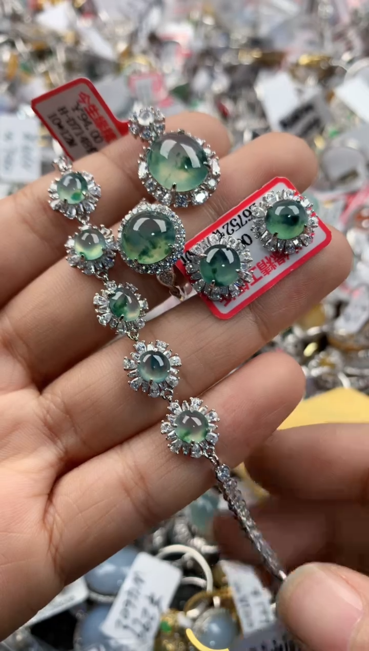 银S925镶嵌戒指翡翠222----4