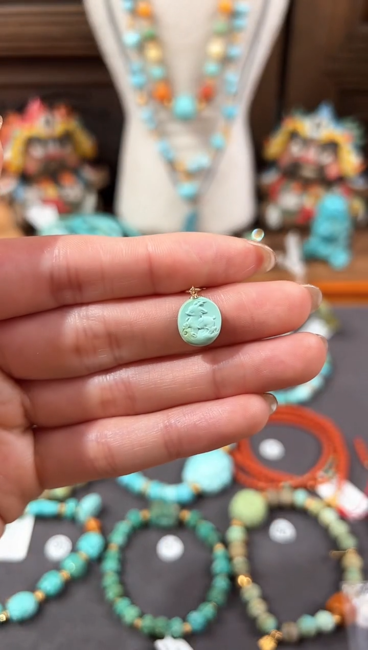 【闪购商品】绿松石提溜18K金镶嵌绿松石提溜