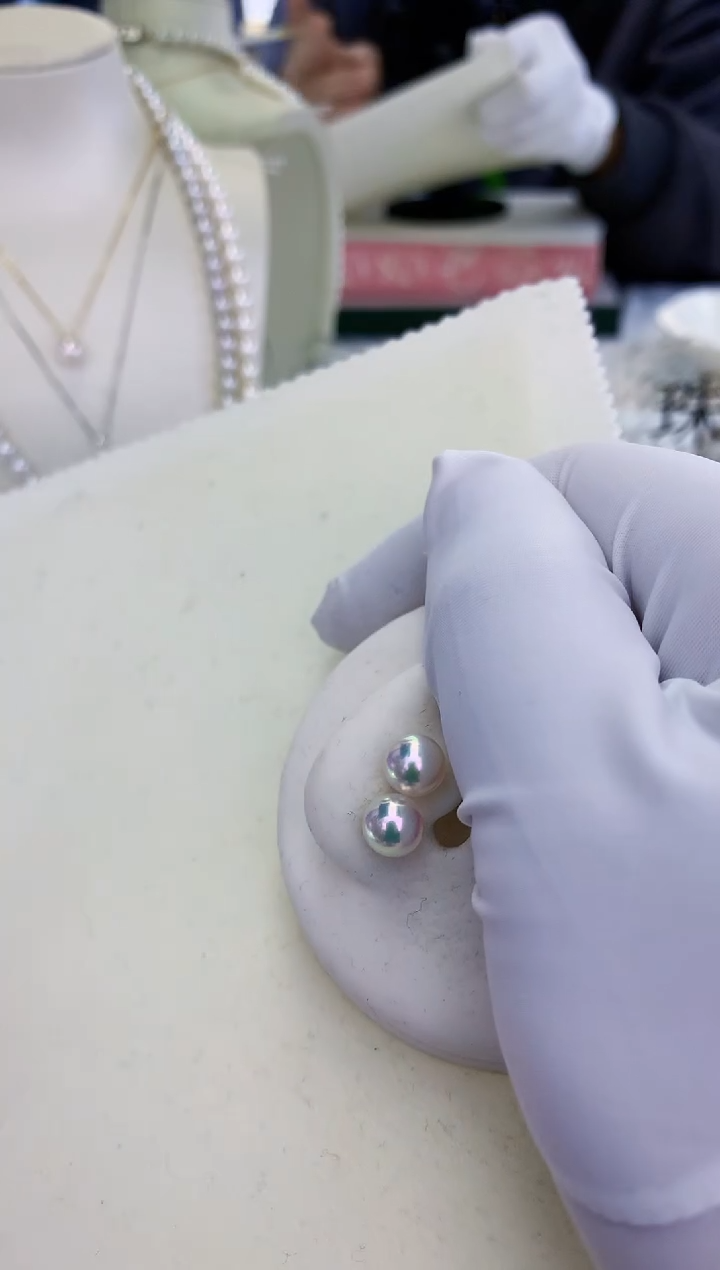 18K金镶嵌饰品海水珍珠7-7.5素钉