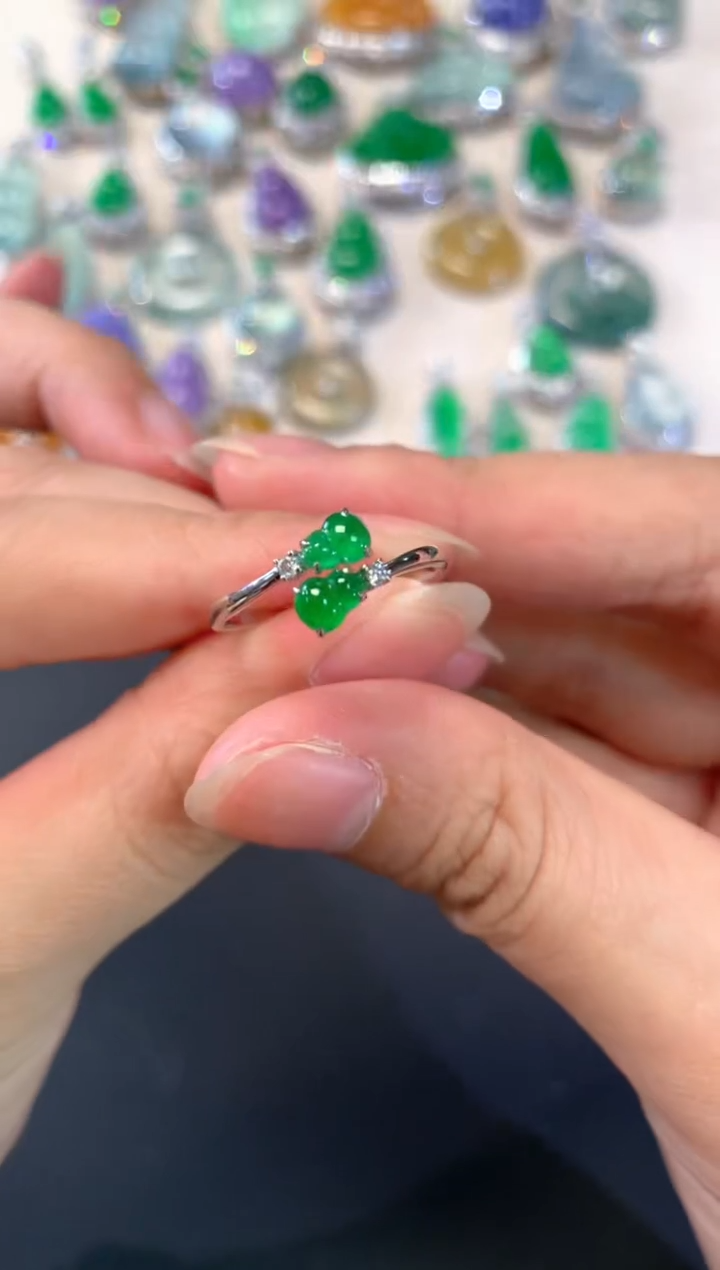 【闪购商品】翡翠戒指18K金镶嵌A197|2980