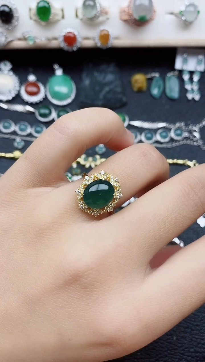 【闪购商品】翡翠戒指银S925镶嵌11111
