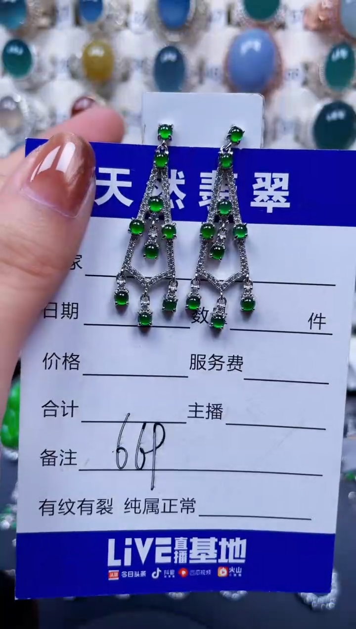 银S925镶嵌翡翠耳饰669