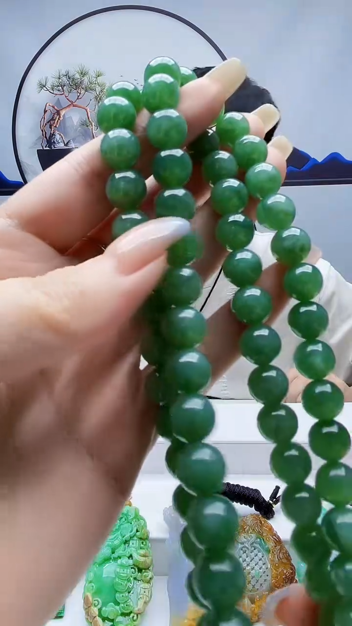 未镶嵌定制翡翠云*毛货-珠链74