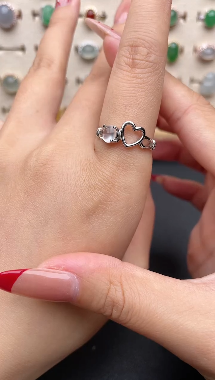 【闪购商品】翡翠戒指银S925镶嵌一物一证一礼盒