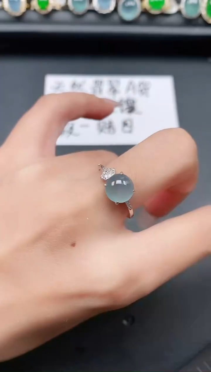 翡翠戒指银S925镶嵌1111
