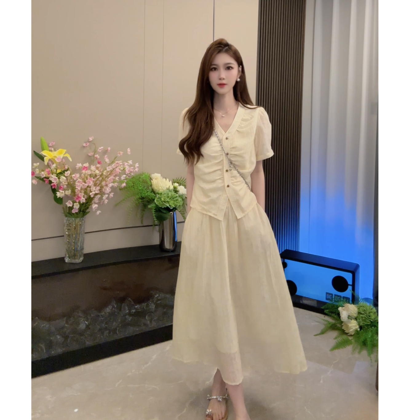 【鹿百万】法式淑女小香风显瘦半身裙气质夏季两件套装TY8988