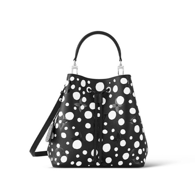 全新未使用 LouisVuitton/路易威登 草间弥生黑色波点水桶包