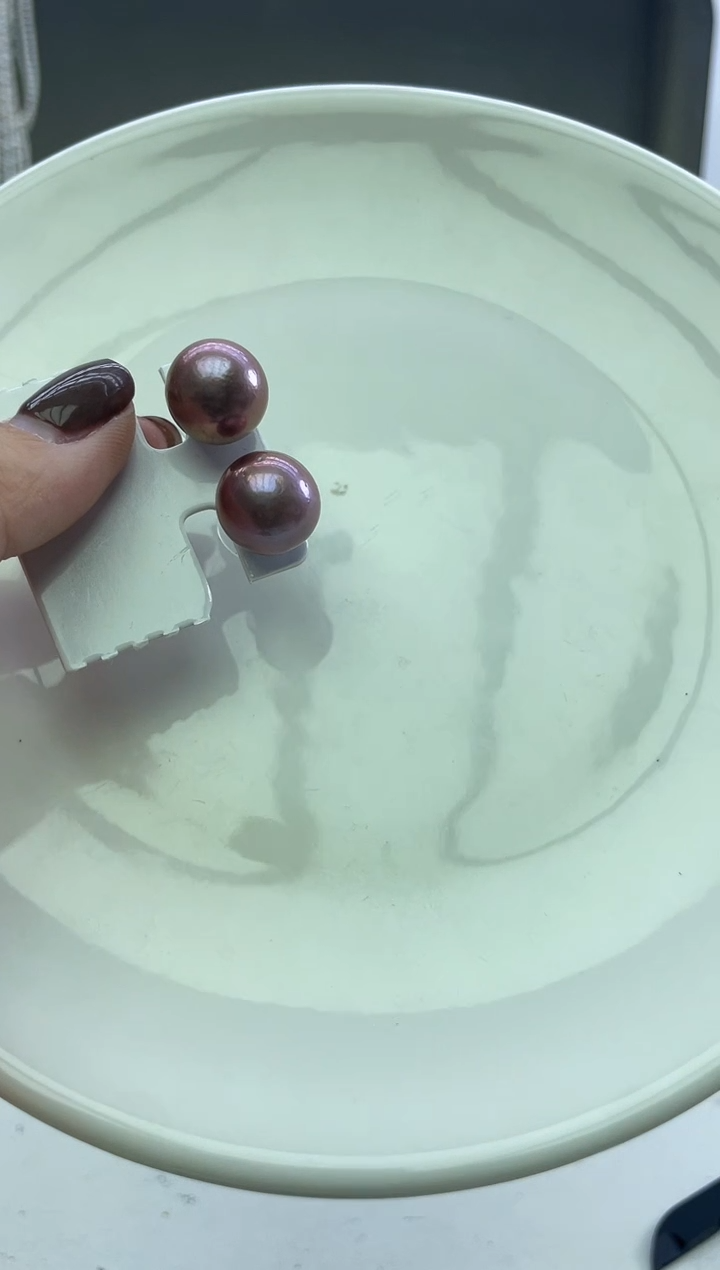 未镶嵌耳饰淡水珍珠紫色系耳饰