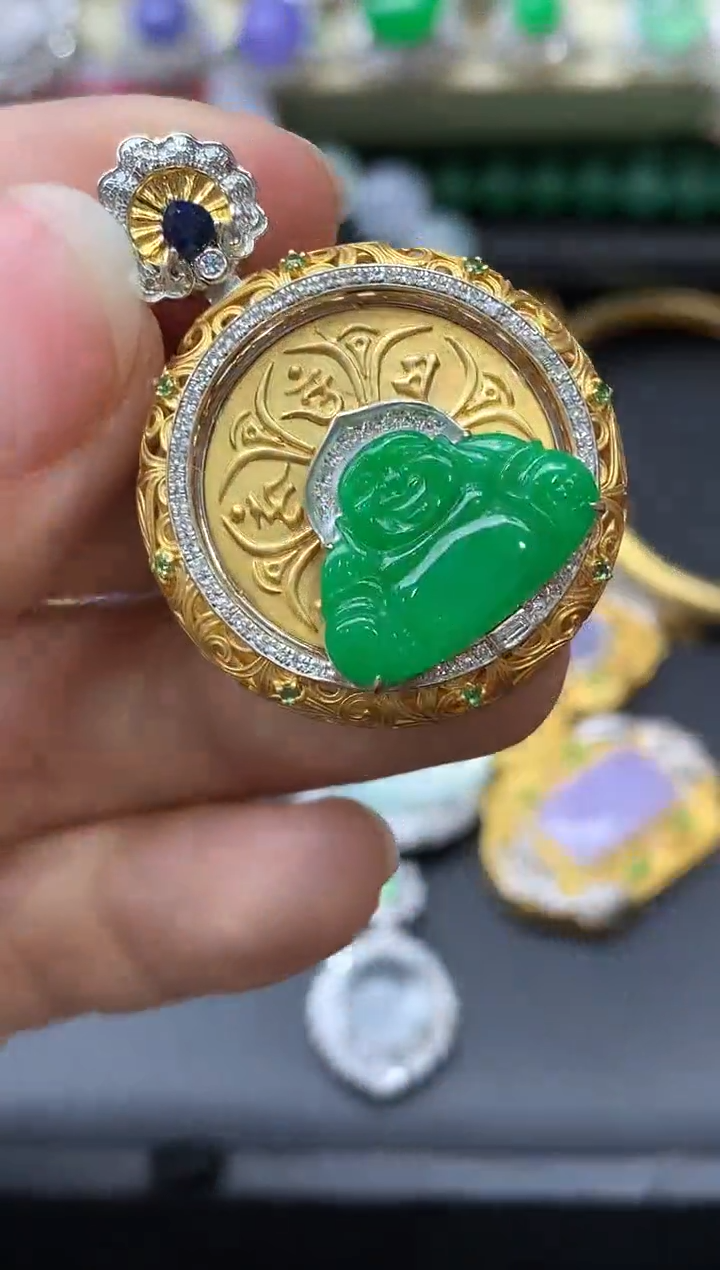 颈饰18K金镶嵌翡翠736-中国好珍宝