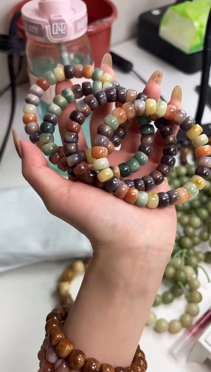 手串菩提根/象牙果沐b02玉化花皮药片7*10mm手串随机