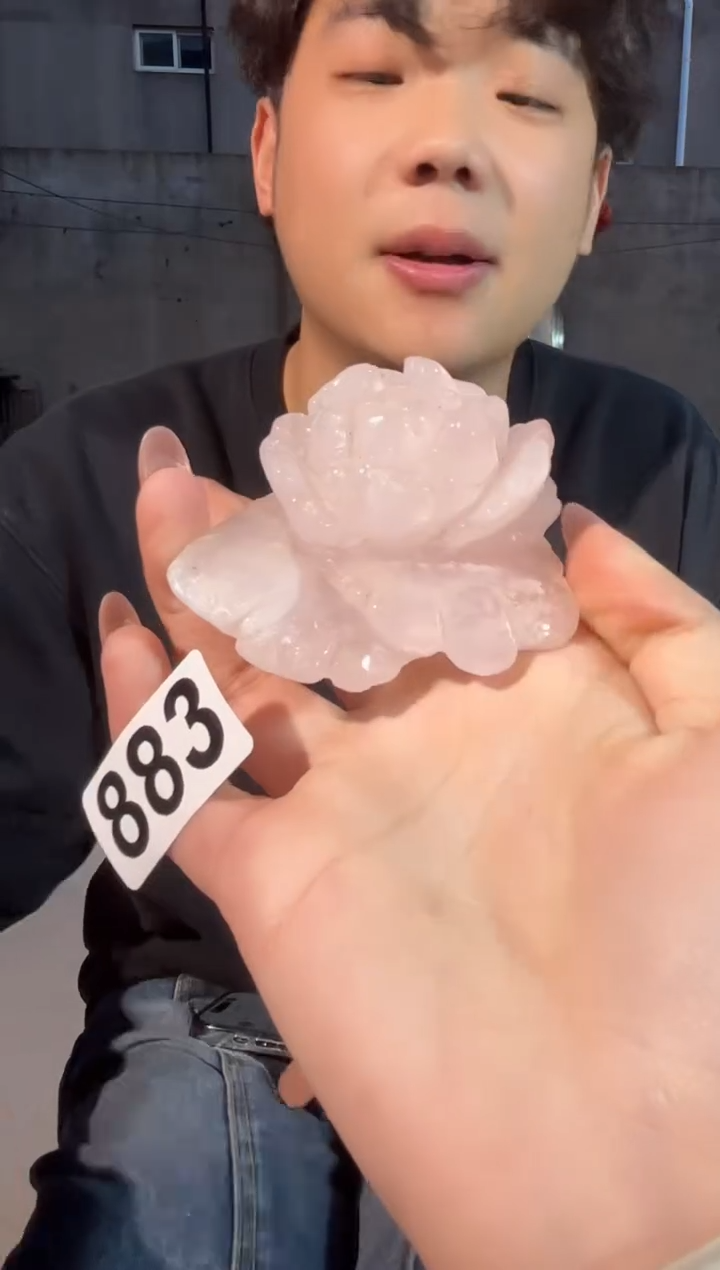 摆件未镶嵌水晶粉水晶花 883