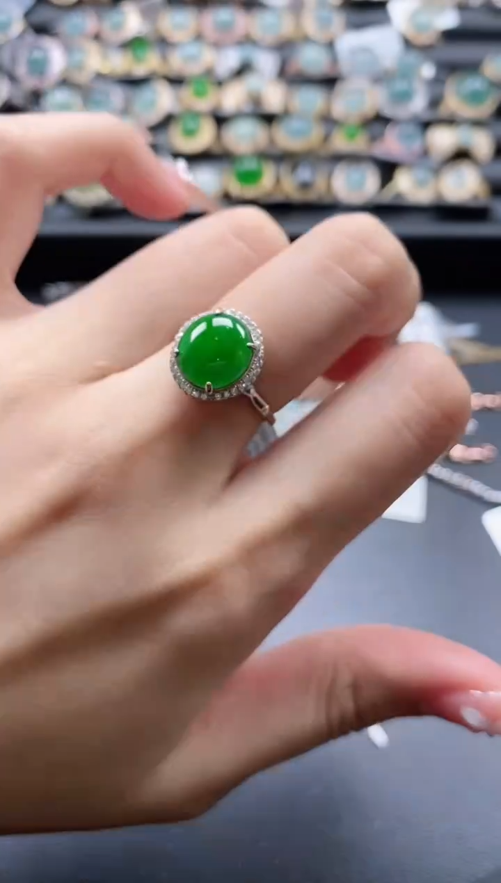 【闪购商品】翡翠戒指银S925镶嵌51511