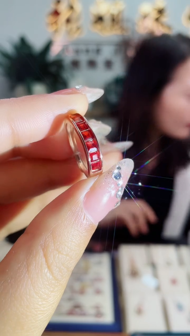 【闪购商品】彩色蓝宝石戒指银S925镶嵌戒指