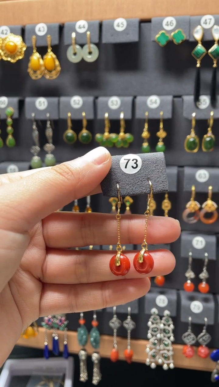 【闪购商品】南红玛瑙耳饰银S925镶嵌0073