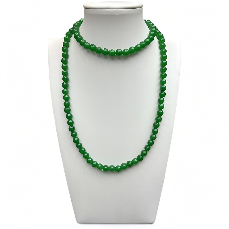 A754精品蜡绿卡8mm108多圈项链国风