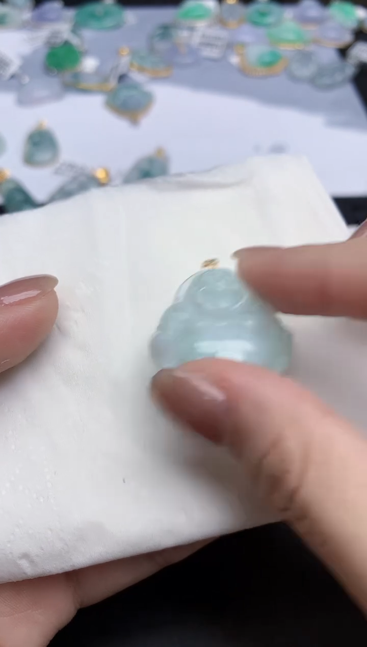 【闪购商品】翡翠颈饰18K金镶嵌天然缅甸翡翠A货