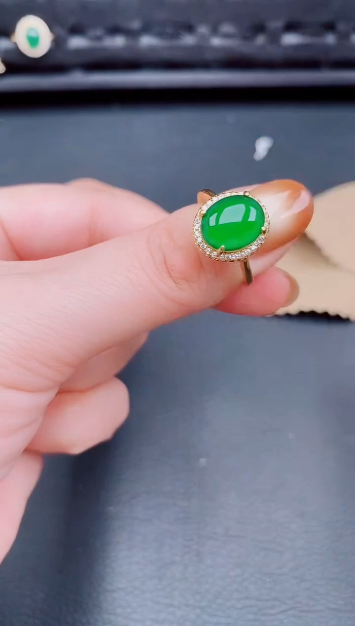 【闪购商品】翡翠戒指银S925镶嵌天然a货翡翠470