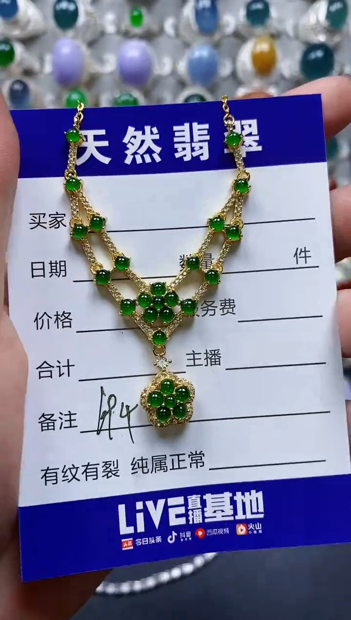 【闪购商品】翡翠颈饰银S925镶嵌0694