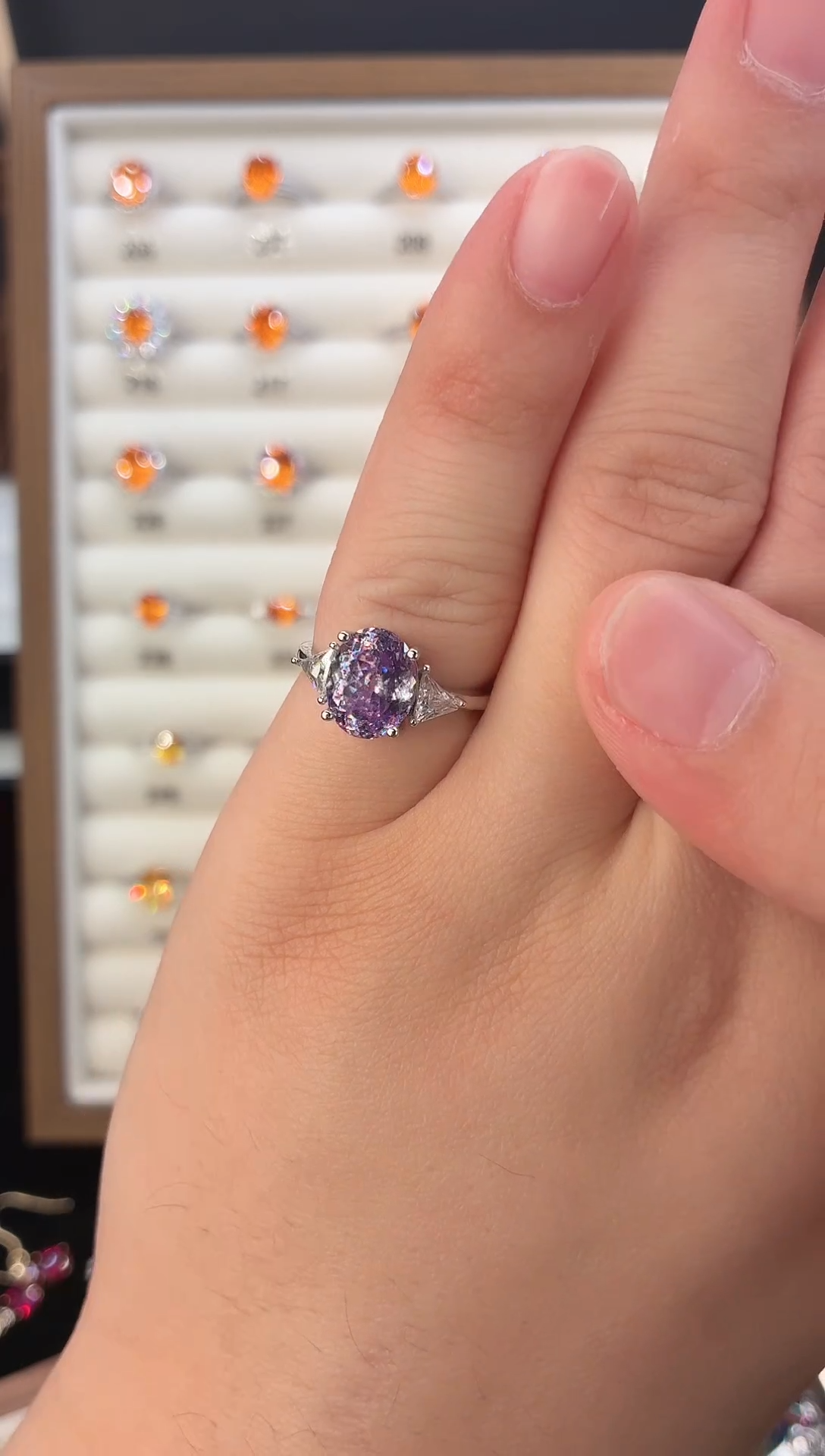 银S925镶嵌戒指紫色碧玺123456