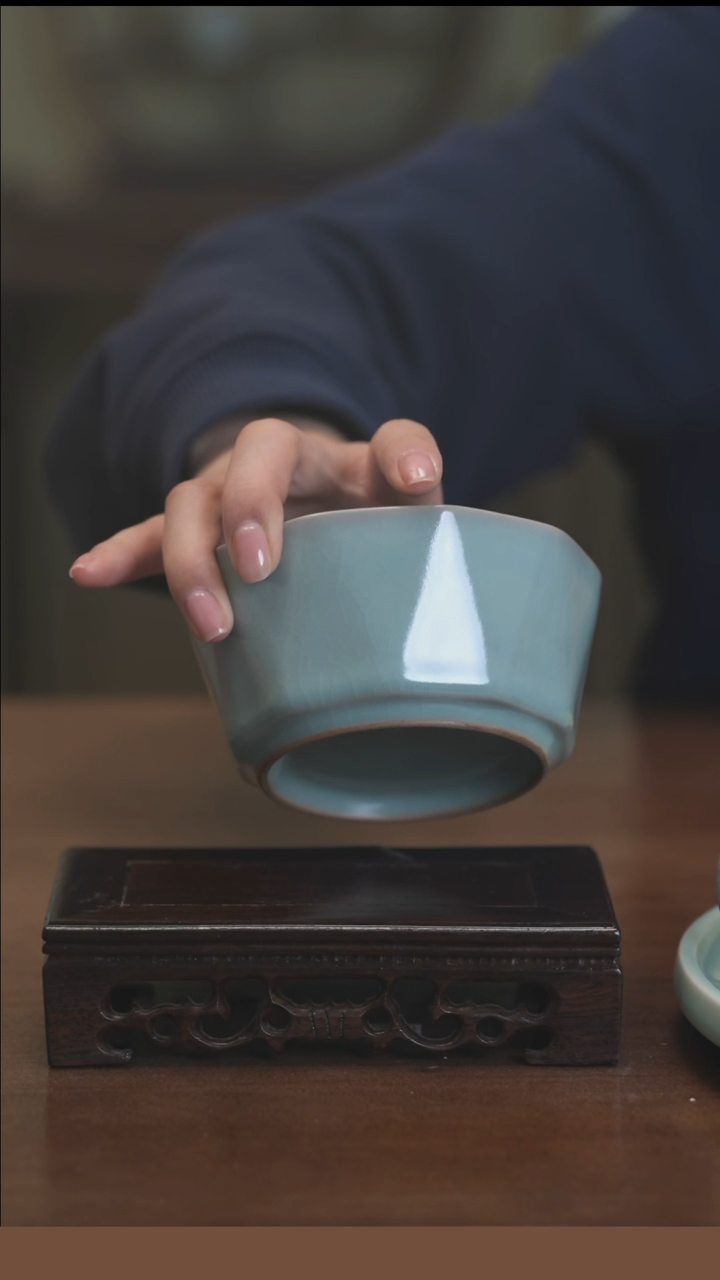 【闪购商品】清凉寺原产地仿古釉手工汝瓷钻石小碗