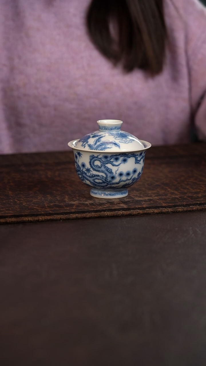【闪购商品】杯望月怀古松竹梅麒麟望月盖碗