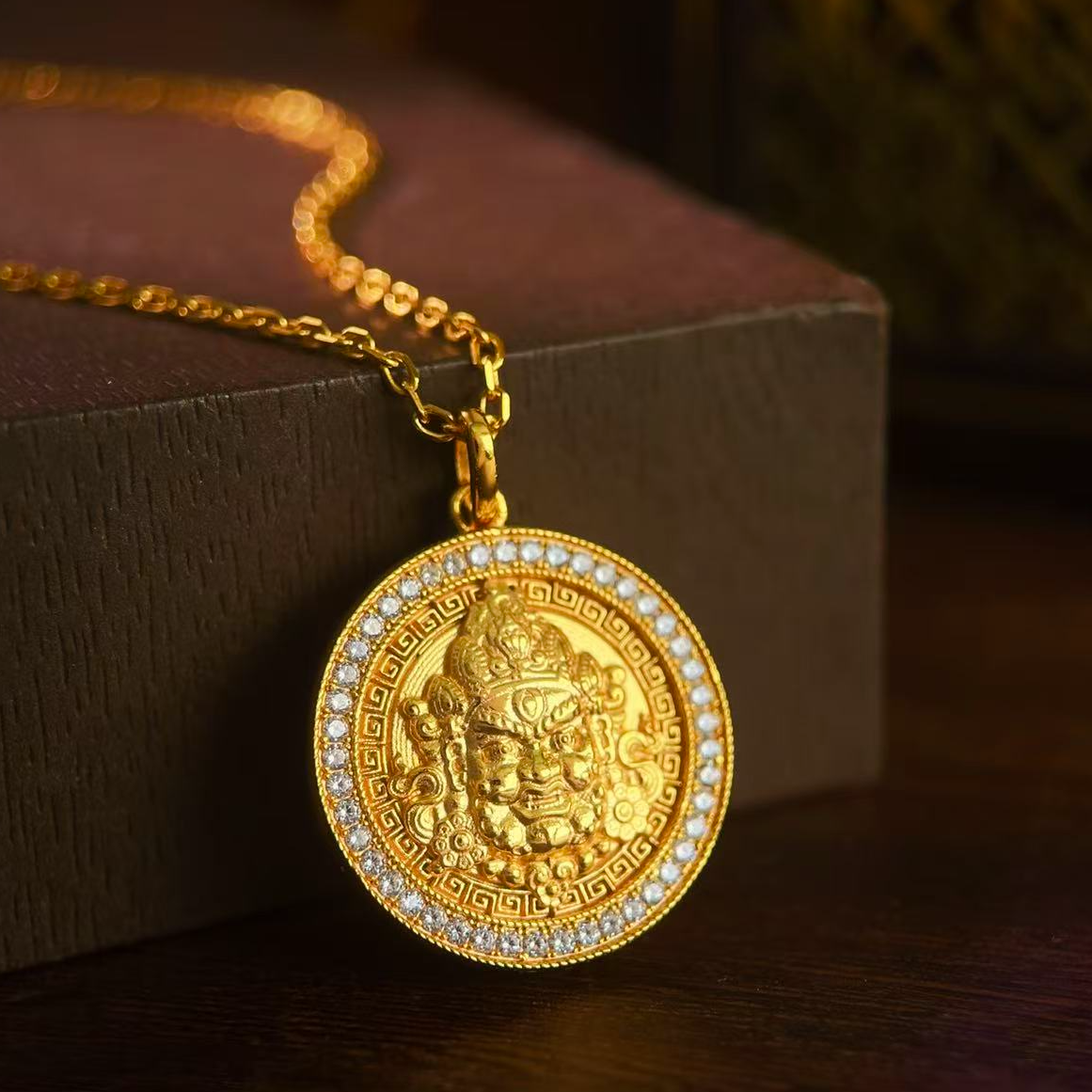 坠链均925银 2025新款爆款黄财神吊坠新中式时尚国风精致银项链