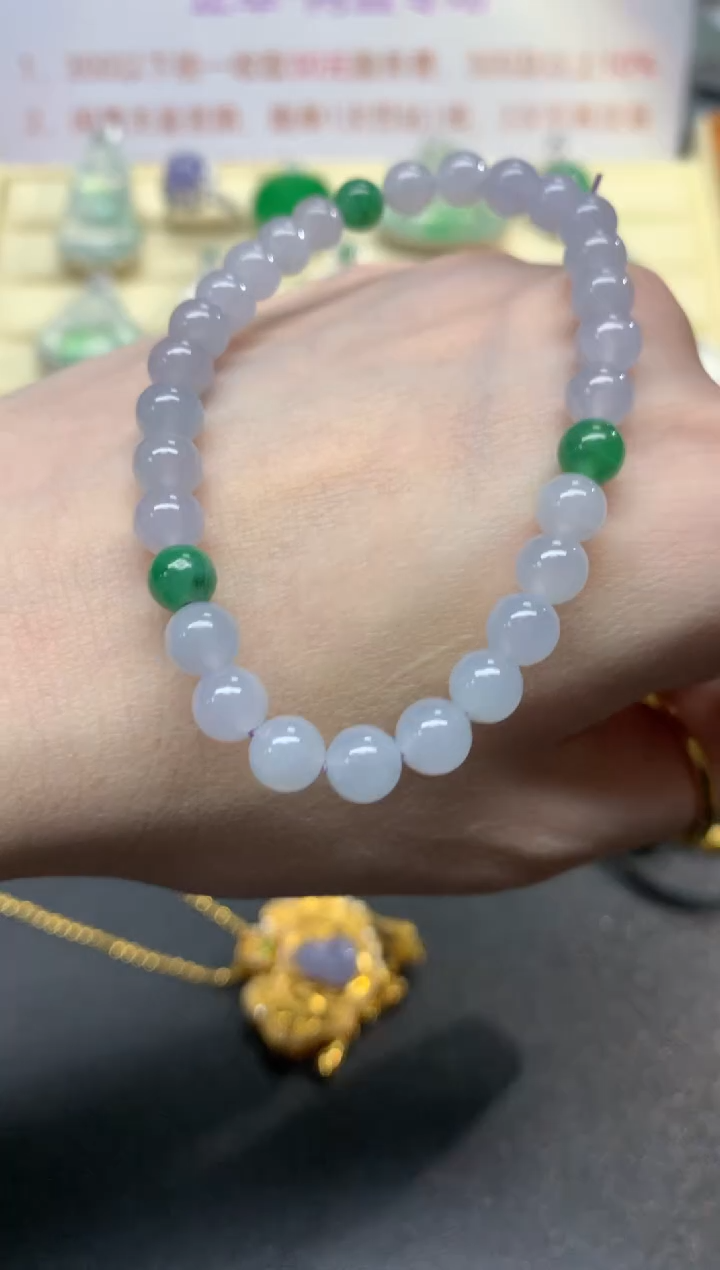 未镶嵌手串翡翠手串|750+75