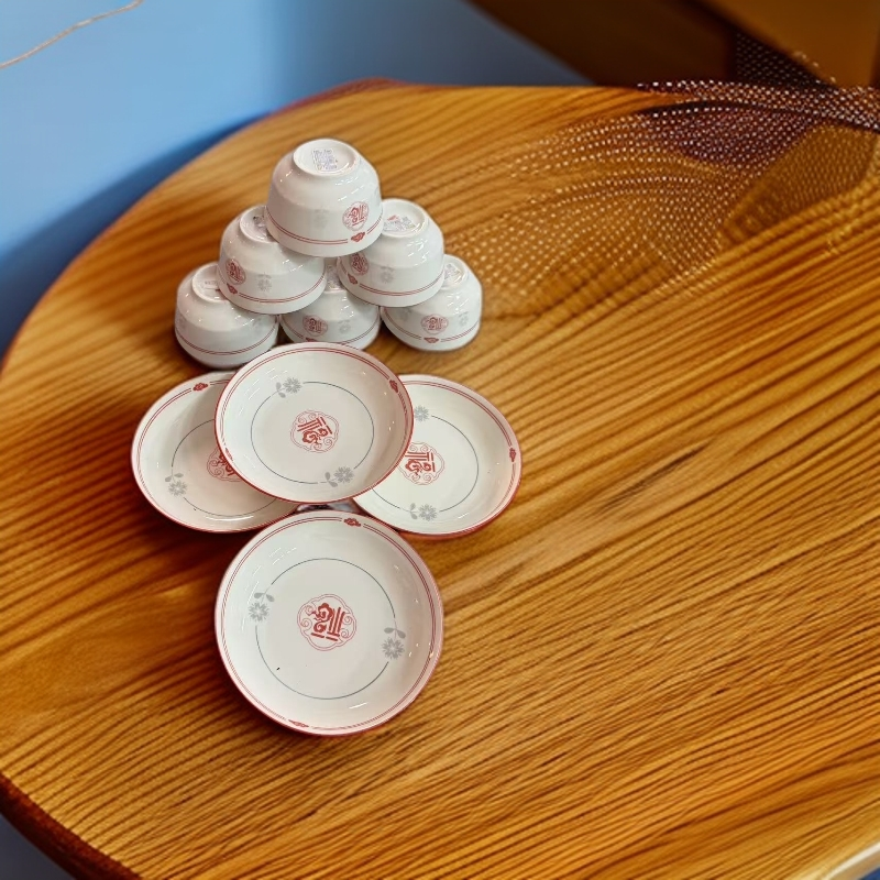 高白瓷福字六碗四盘/陶瓷/taoci088