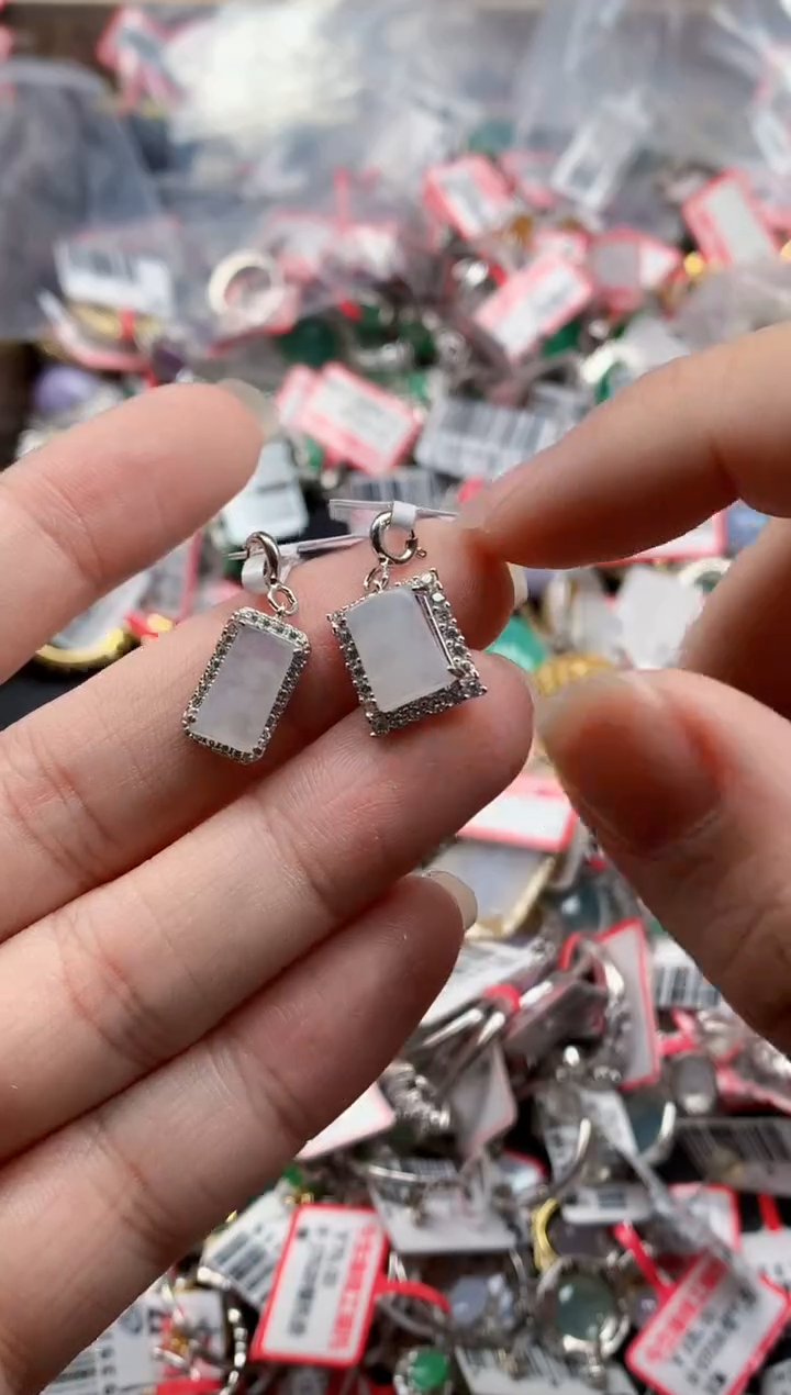 银S925镶嵌戒指翡翠天然A货缅甸翡翠