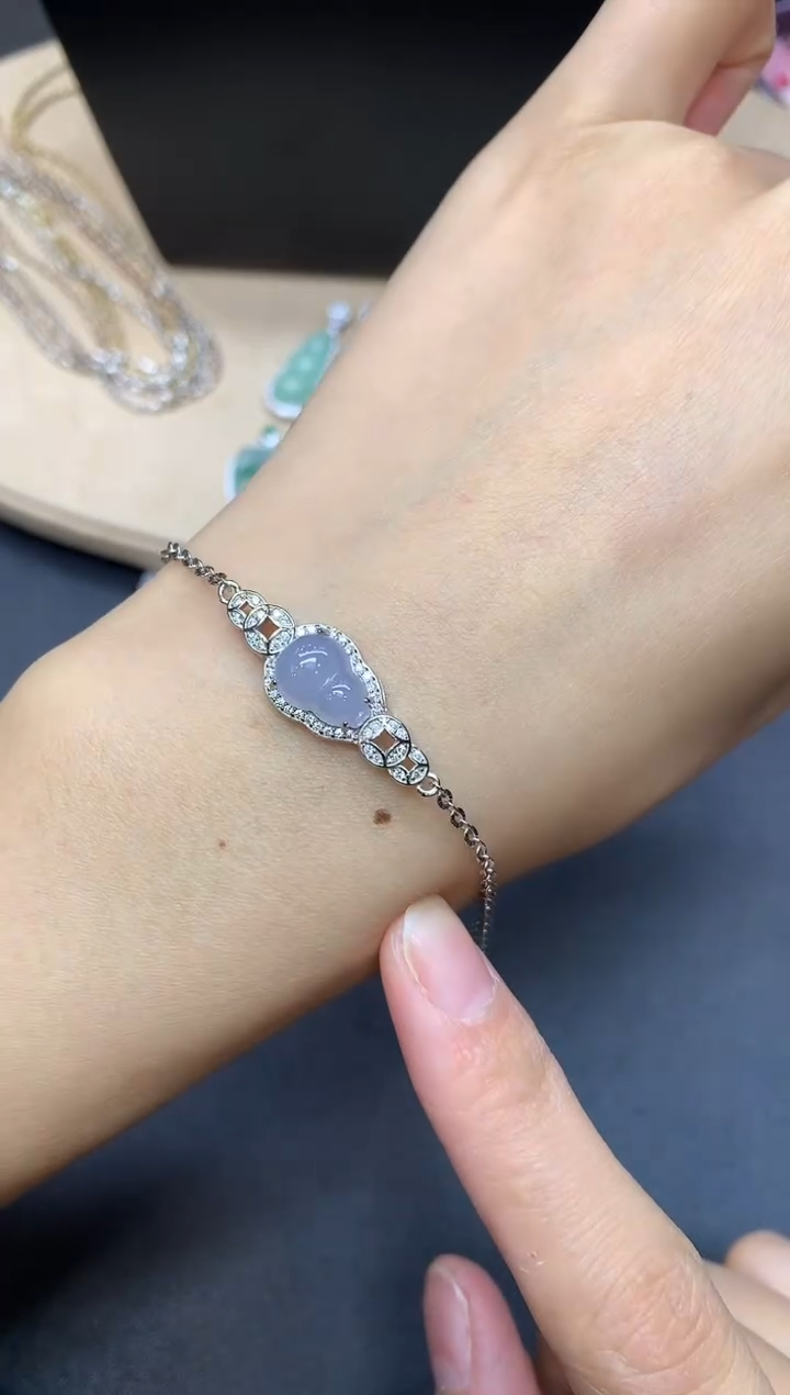 【闪购商品】翡翠手链银S925镶嵌葫芦【无服务费】