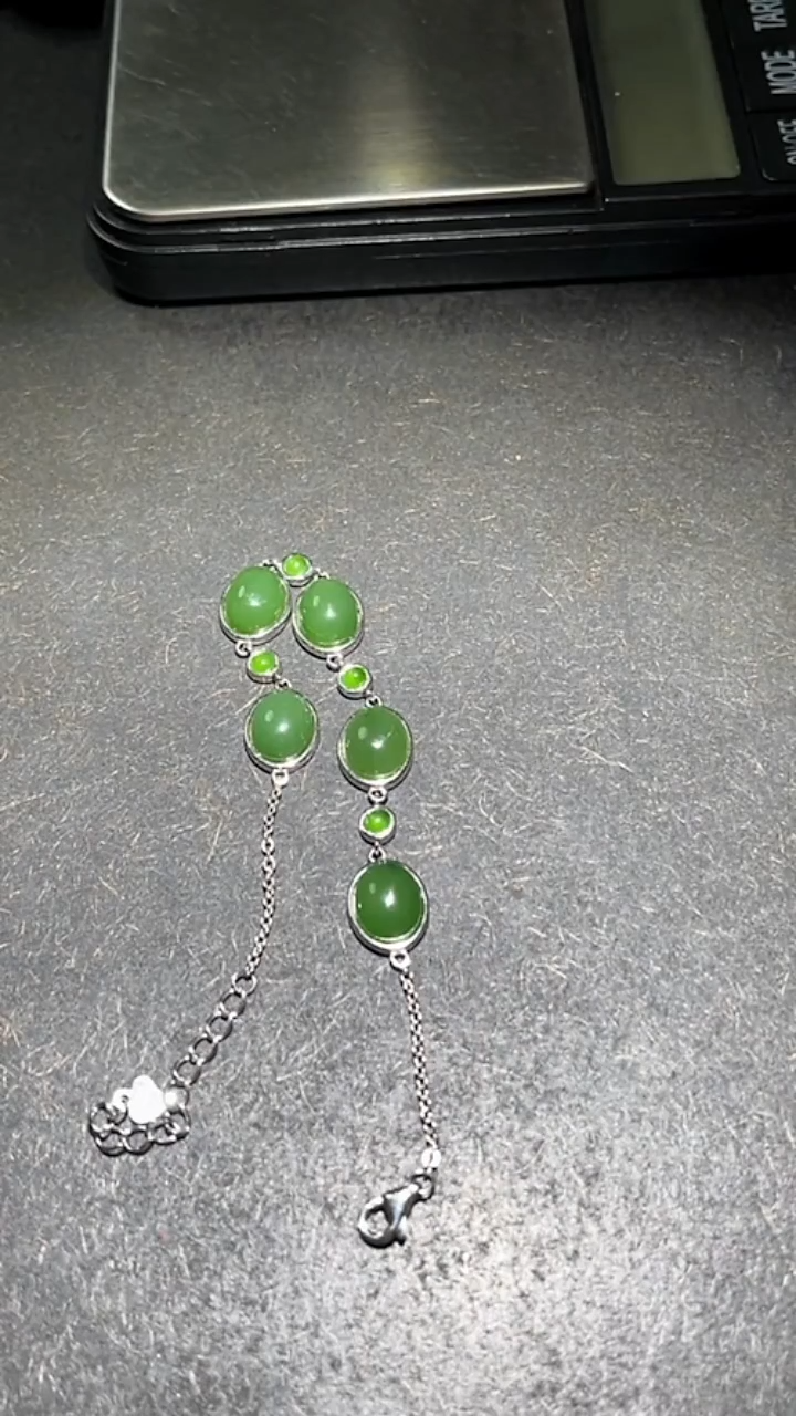银S925镶嵌手链和田玉pz1218-7