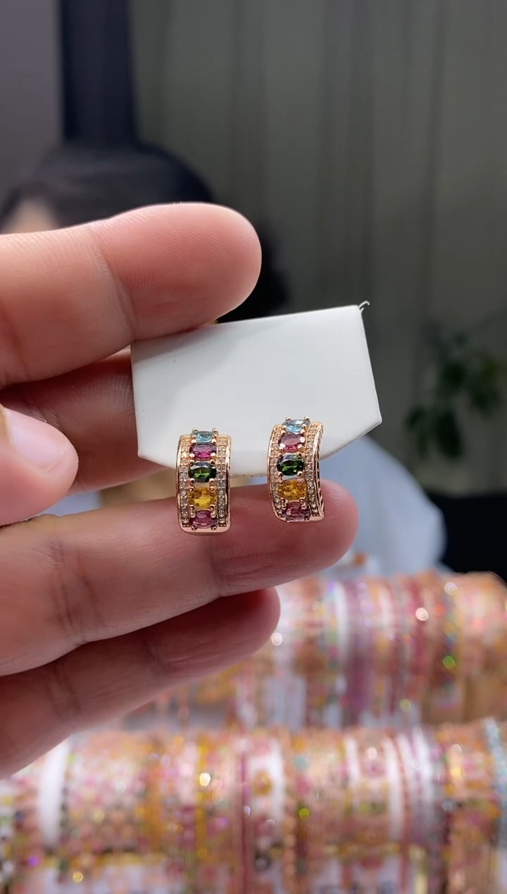 【闪购商品】碧玺耳扣银S925镶嵌34535435435434