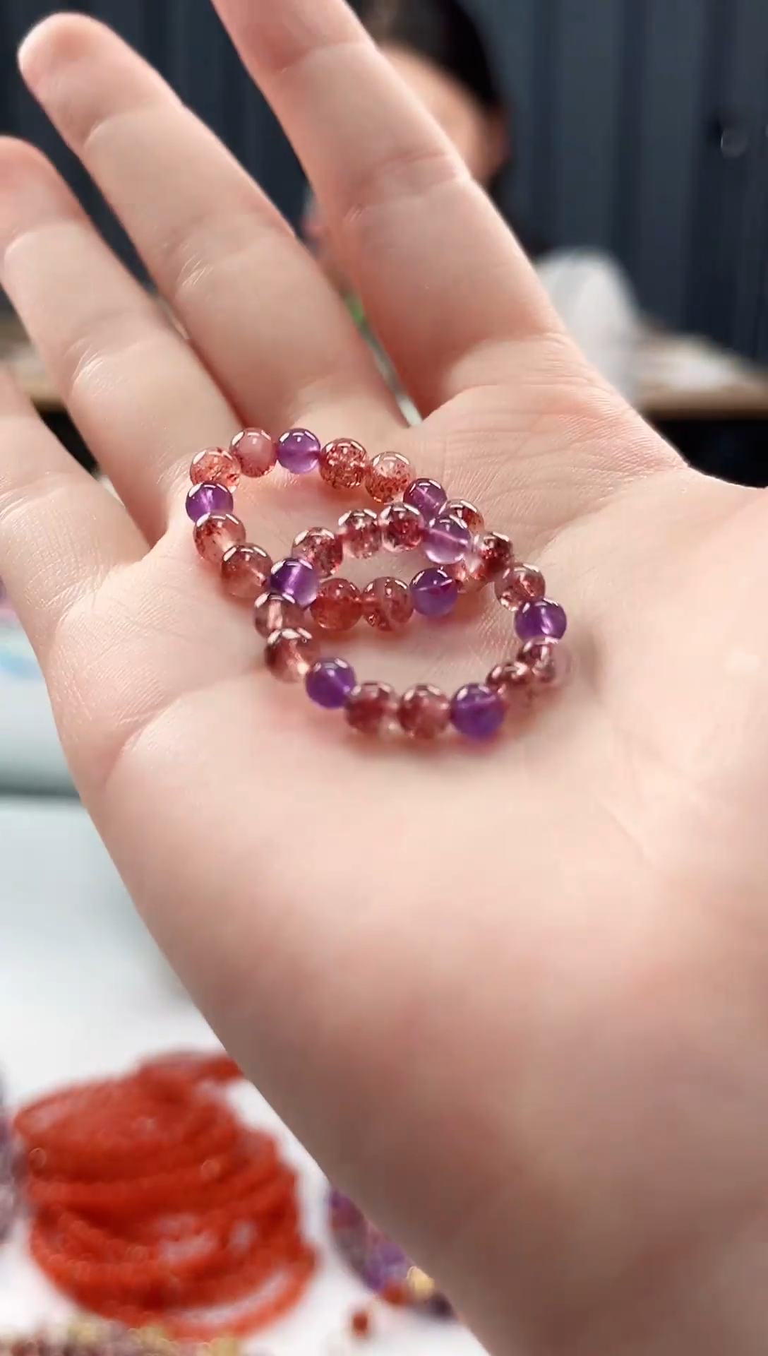 未镶嵌手串水晶金草莓超七戒圈4mm【多样性发一】