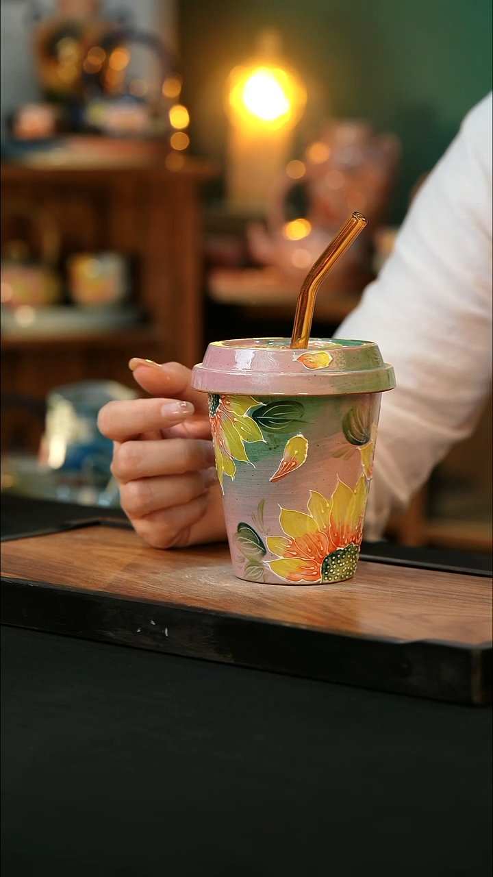 杯手绘心瓷陶瓷浮力