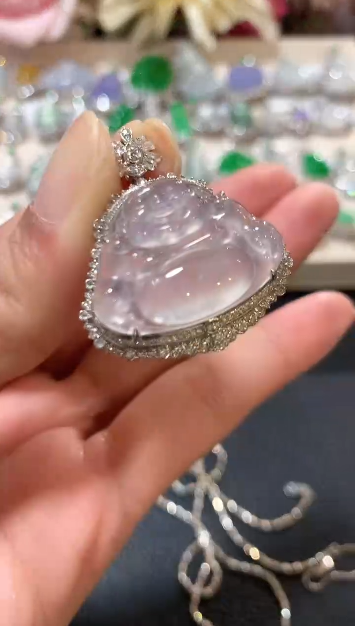 吊坠(不含链)18K金镶嵌翡翠z129 