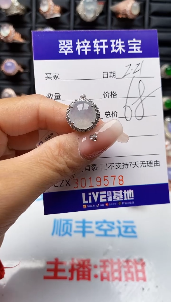【闪购商品】翡翠戒指银S925镶嵌9578