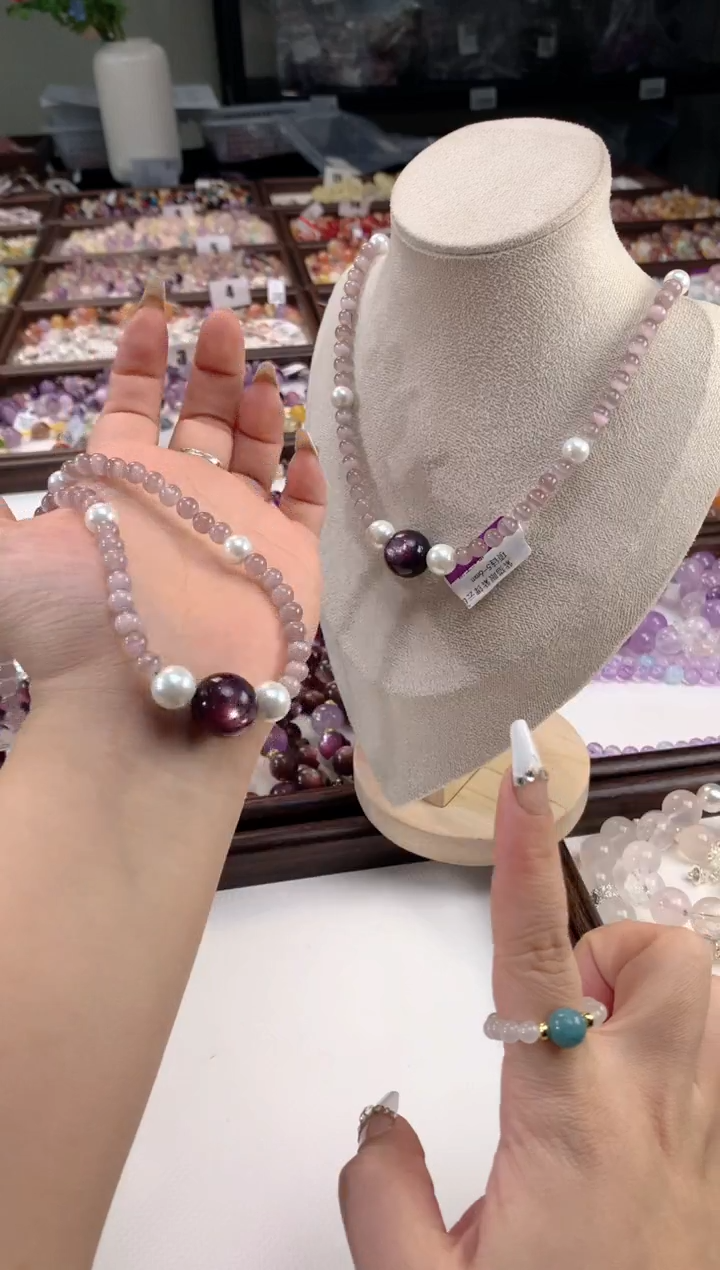 未镶嵌手链水晶紫猫眼紫锂云母项链