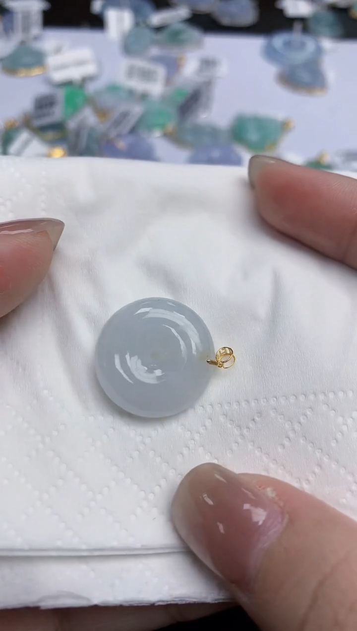 【闪购商品】翡翠颈饰18K金镶嵌天然缅甸翡翠A货