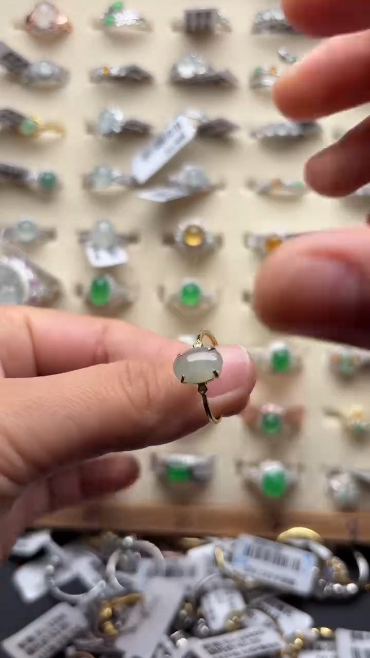 【闪购商品】翡翠戒指银S925镶嵌缅甸A货翡翠S925银镶嵌