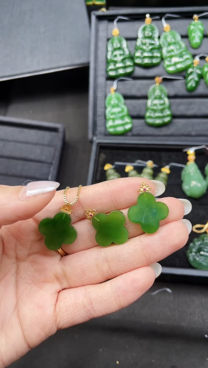 【闪购商品】和田玉吊坠18K金镶嵌26MM 多样性发一