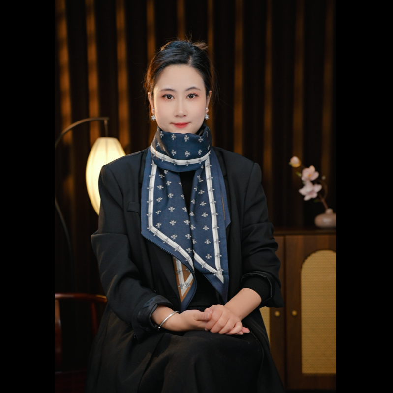 P24-藏青小蜜蜂 145*22左右 长巾 丝毛双层双面 女士时尚百搭围巾