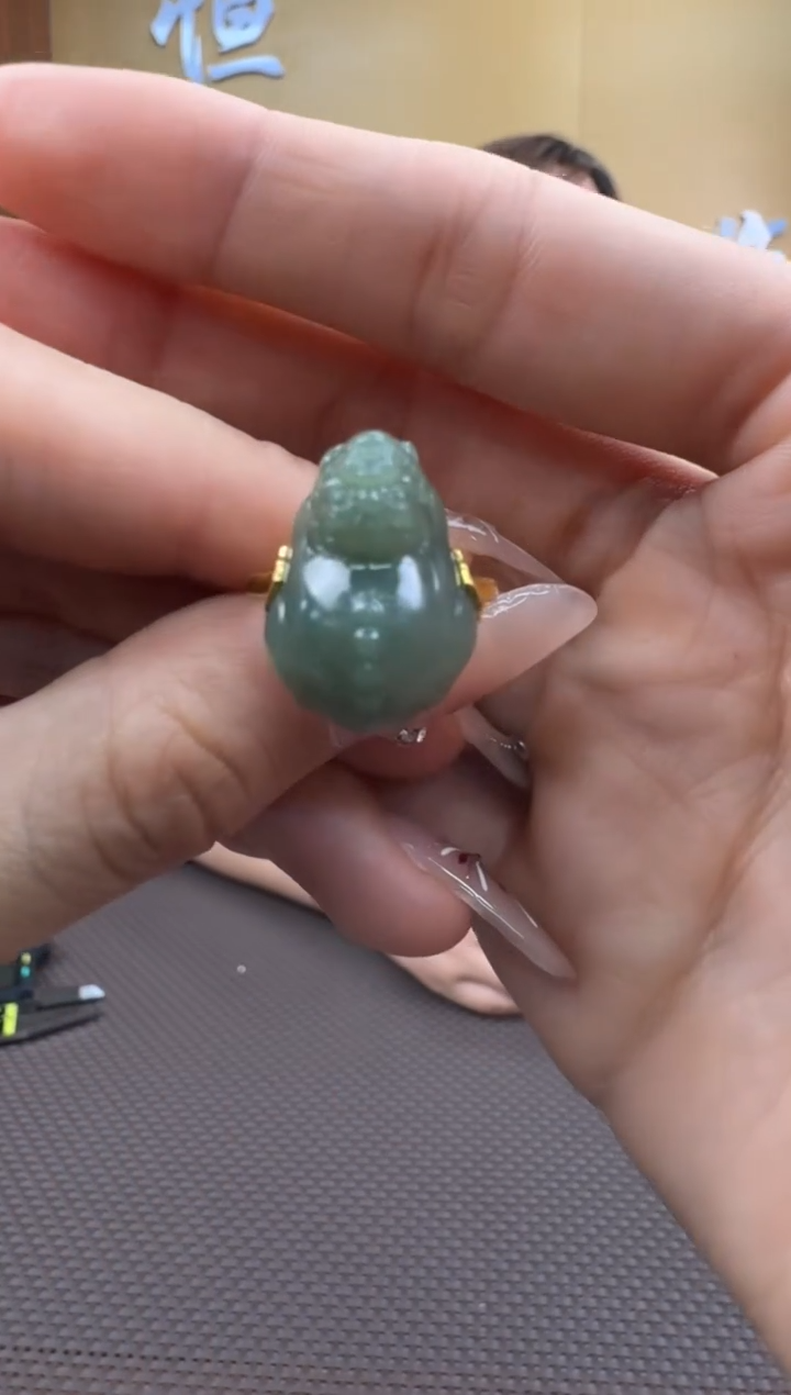 【闪购商品】和田玉戒指18K金镶嵌12-16备注圈口发货