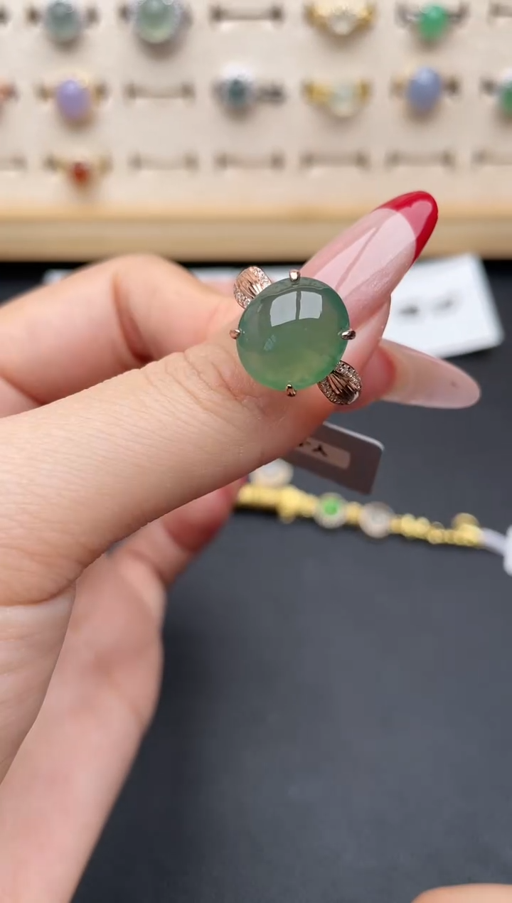 【闪购商品】翡翠戒指银S925镶嵌一物一证一礼盒