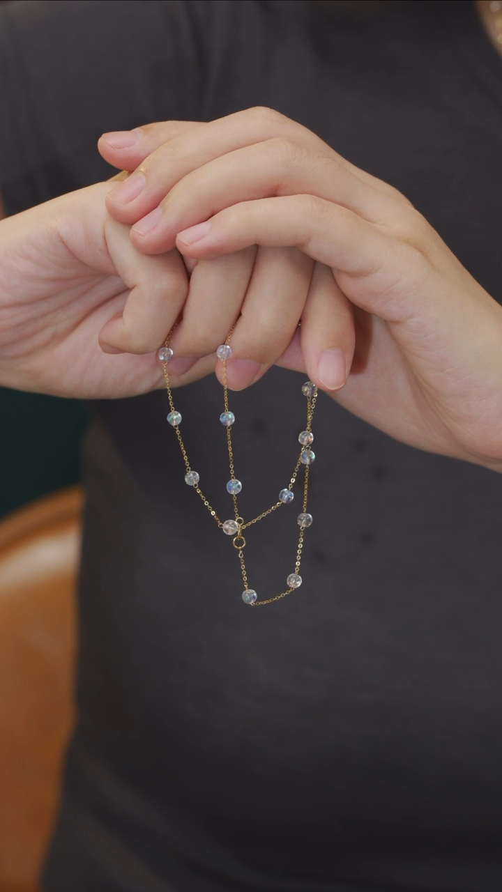 18K金镶嵌项链月光石项链