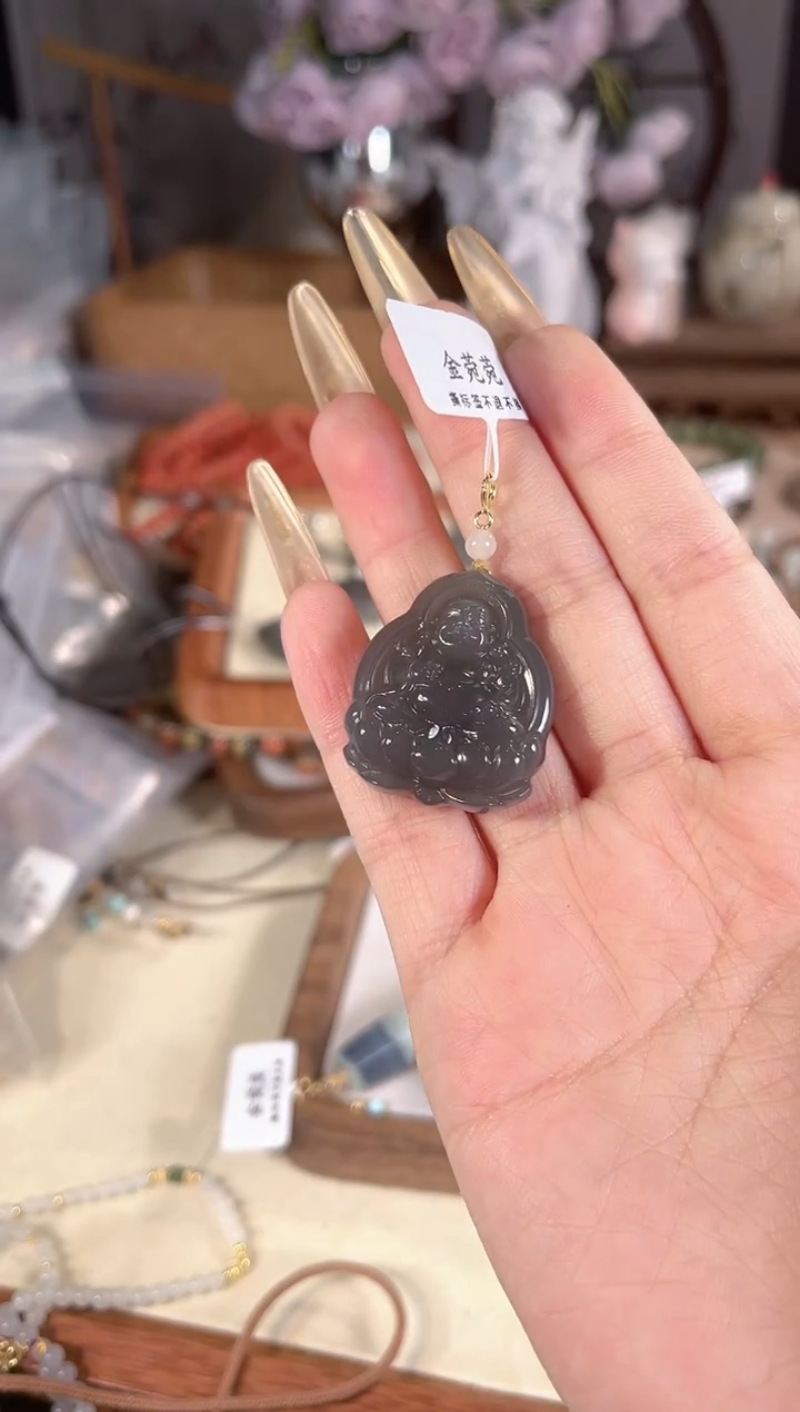 吊坠(不含链)银S925镶嵌和田玉多样性发其一