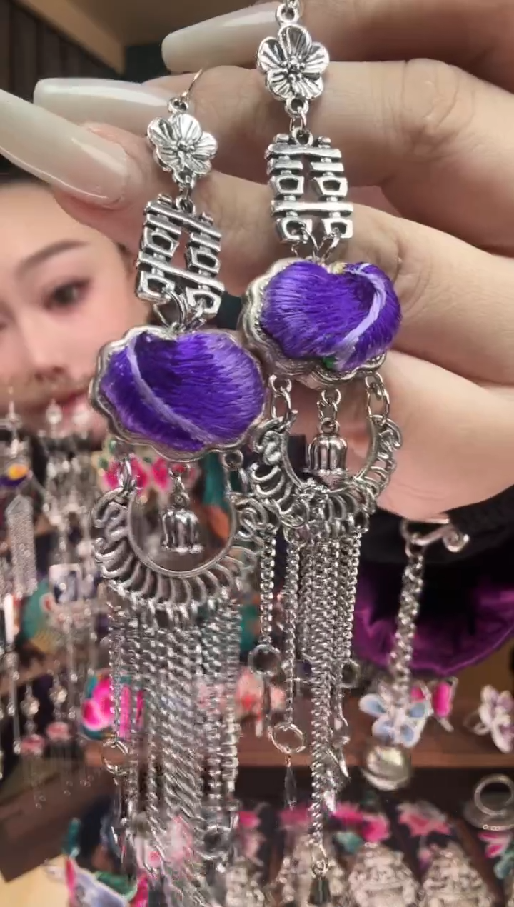 刺绣纯手工民族风刺绣耳环