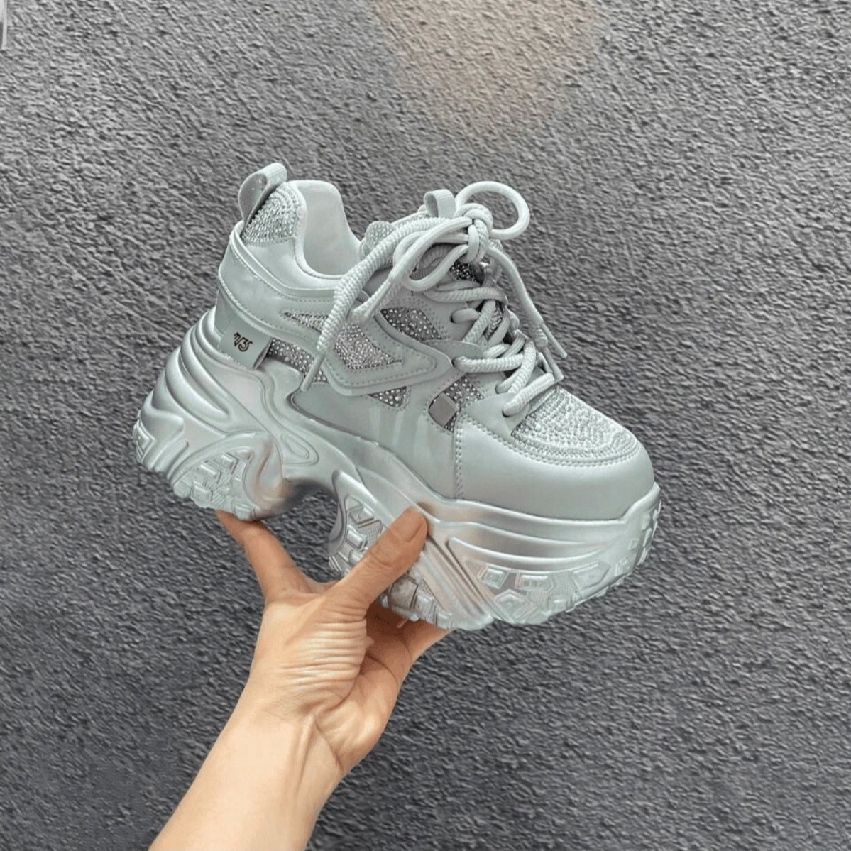 银色增高7cm厚底老爹鞋女鞋2025新款爆秋冬季休闲运动显脚小时尚