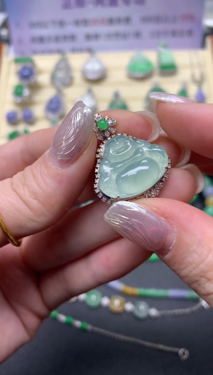 【闪购商品】翡翠吊坠(不含链)18K金镶嵌吊坠|4500+450