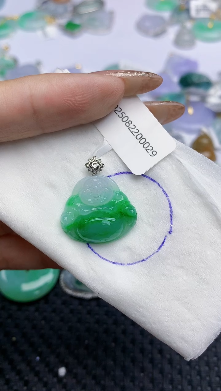 颈饰18K金镶嵌翡翠   天然翡翠A货  百元以上9米证书费自理